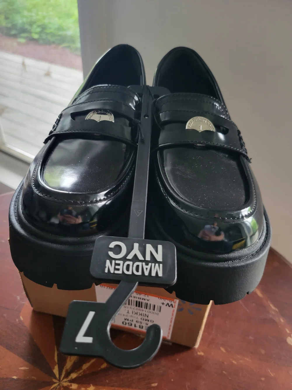 Madden NYC Women's Black Platform Penny Loafers Sz 7 Nwt